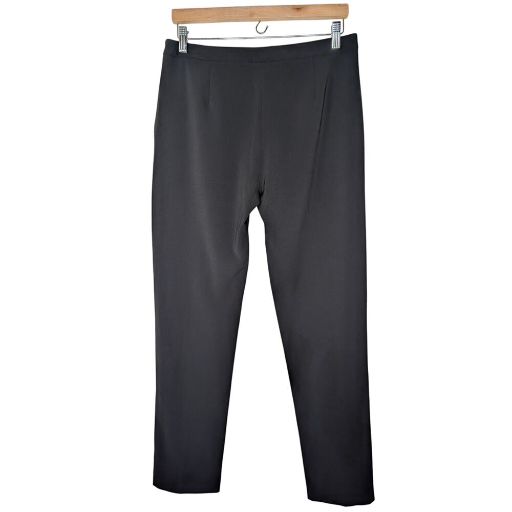 Emporio Armani Trousers Side Embellished Straight-Leg Black Pants - Picture 3 of 8